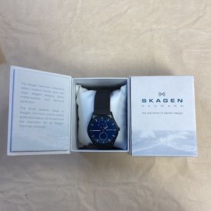Skagen Men's Holst Blue Dial Black Stainless Steel Watch